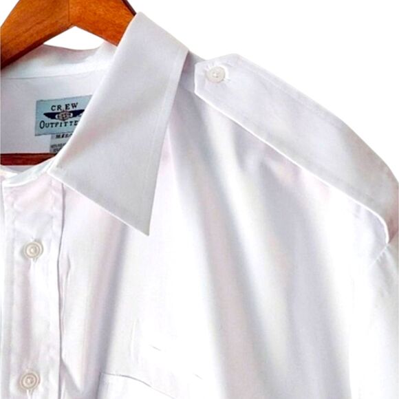 Crew Outfitters Pilot Navy Uniform Shirt Short Sleeve Epaulets Sz 2XL 18.5 S/S - Picture 7 of 11